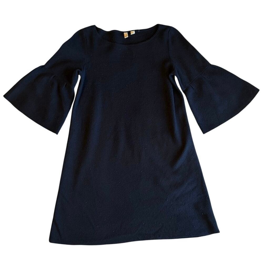 Moth by Anthropologie Minimalist Bell Sleeve Navy Blue Classic Short Dress Small